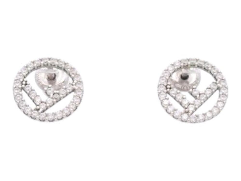 7161 - Fendi F'S Earring Silver With Crystals Silver